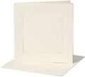 Creotime passepartout kaarten, afmeting kaart 12,5x12,5 cm, afmeting envelop 13,5x13,5 cm, off-white, vierkant, 10sets, 220 gr
