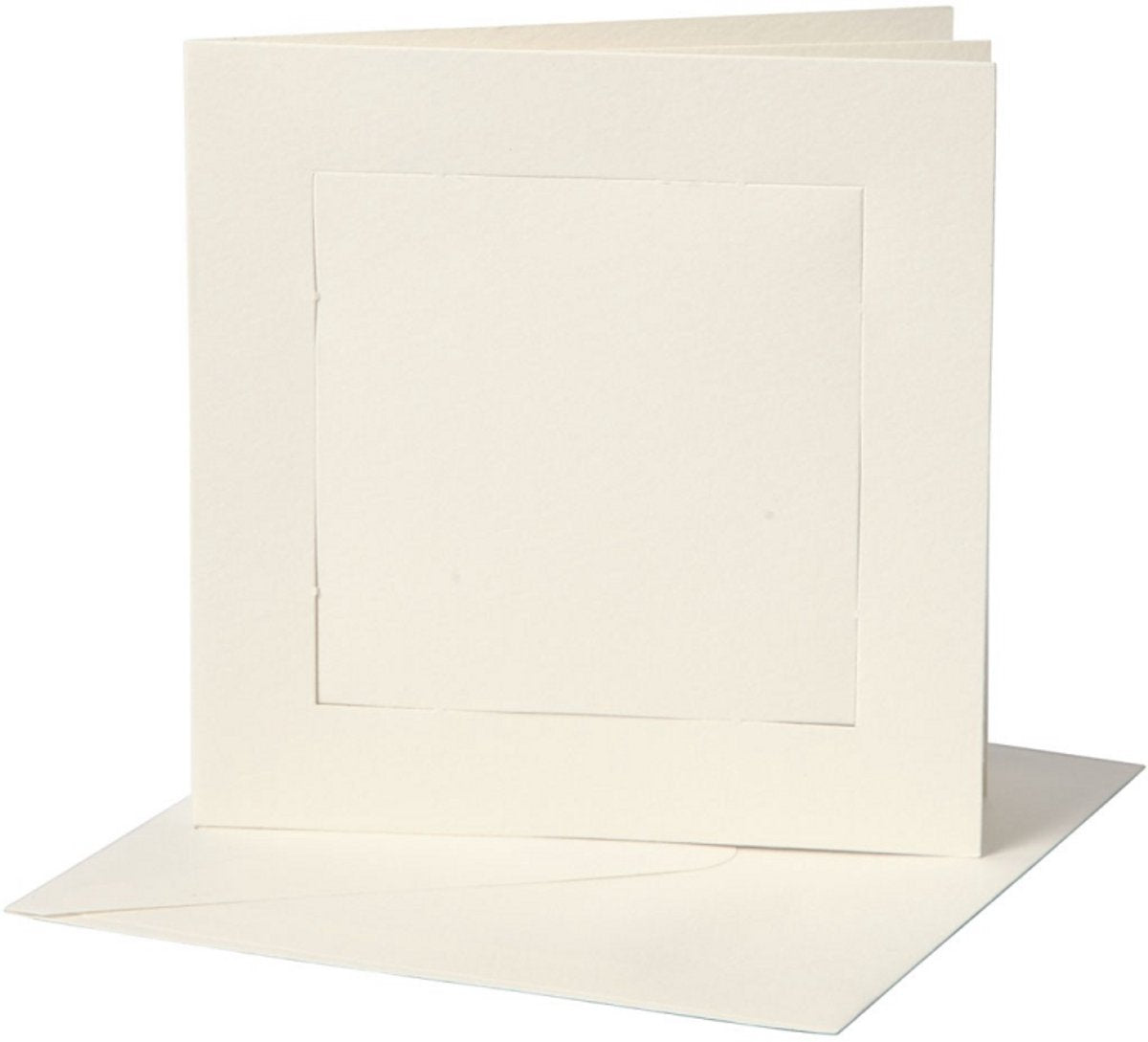 Creotime passepartout kaarten, afmeting kaart 12,5x12,5 cm, afmeting envelop 13,5x13,5 cm, off-white, vierkant, 10sets, 220 gr