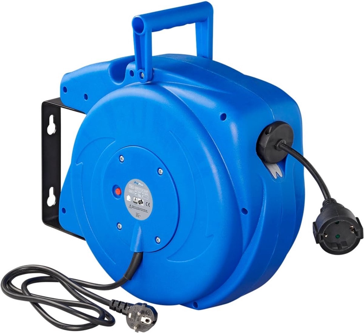 Proplus automatische kabelhaspel - 15 meter - veerkabelhaspel - kabelrol - kabeltrommel - verlengtrommel - 220 volt - inclusief ophangbeugel - uittrekbaar - 180° draaibaar