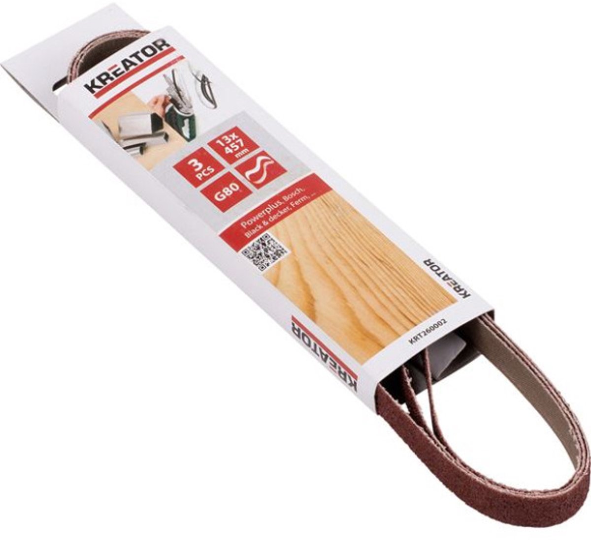 Kreator - accessories - krt260002 - schuurband - 13x457mm - k80 - 3 st.
