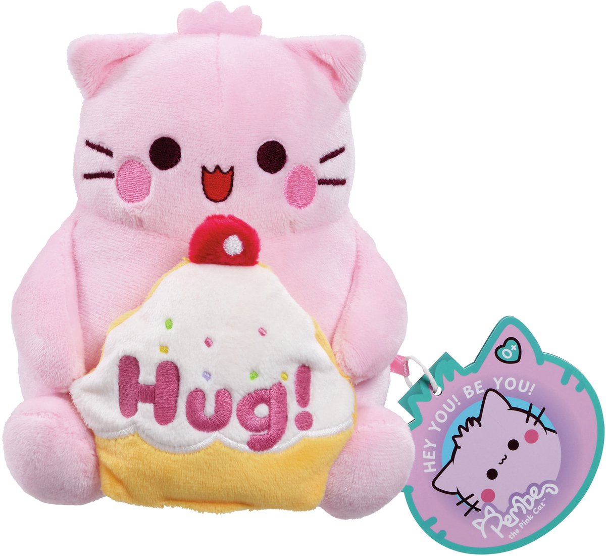 Pembe the pink cat – hug knuffel – pluche – 15 cm