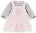 Corolle poppenjurk met shirt - babypop kleding 36cm roze grijs.