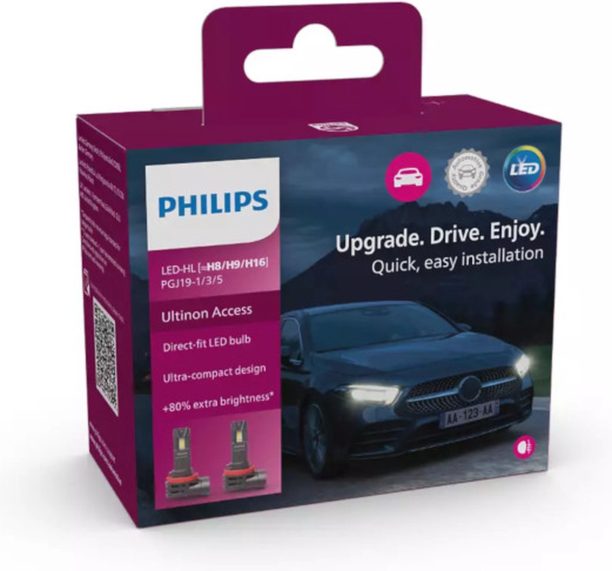 Philips h16 h8 h9 12v 20w pgj19 ultinon autolicht zilver