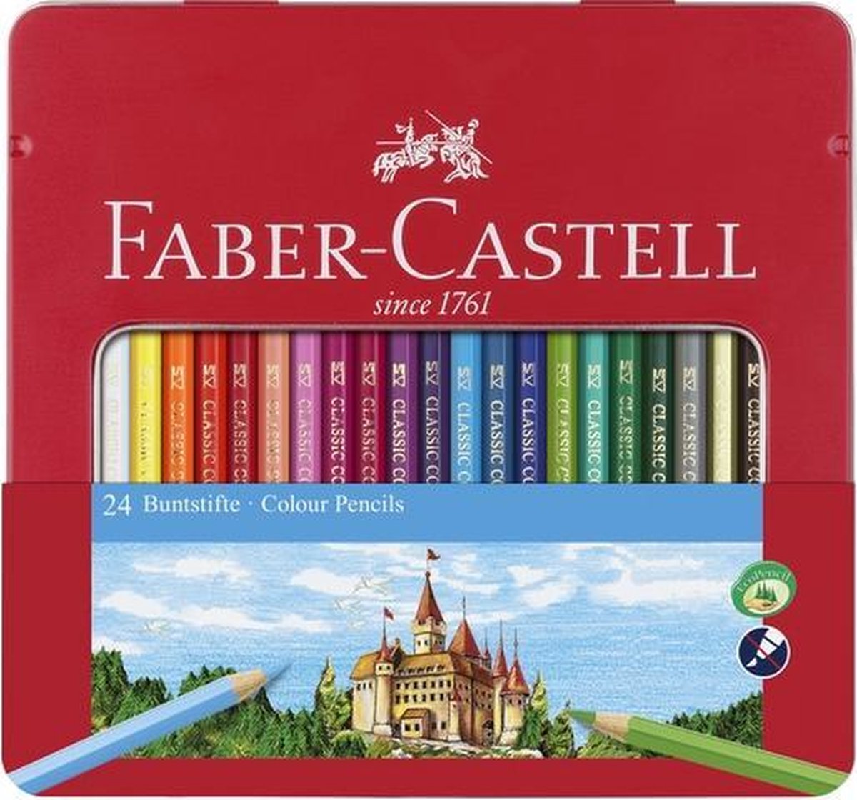 Faber Castell FC-115824 Buntstift Faber-Castell Castle Sechseciges Metalletui mit 24 Teilen