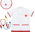 Klein toys - dokter set - met jasje en 6 accessoires - wit rood - complete set