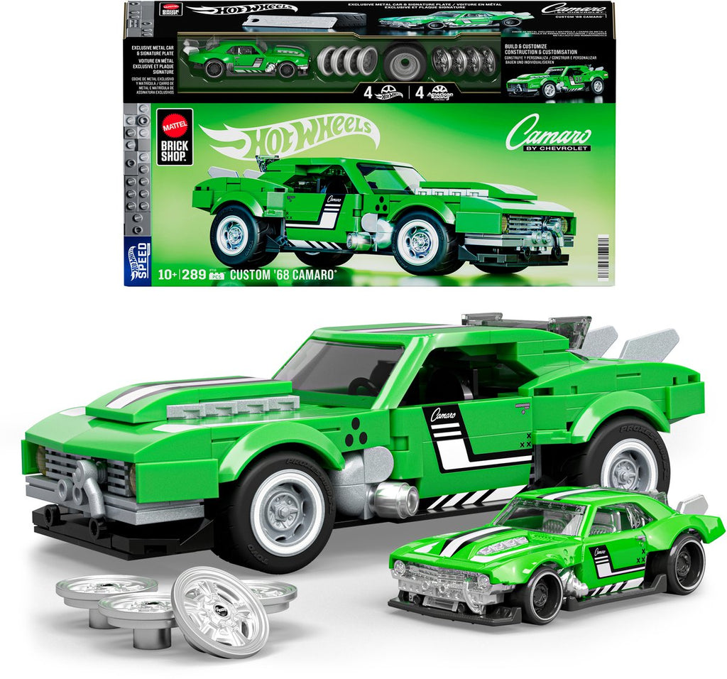 Brick shop mattel hot wheels speed serie - custom '68 camaro - bouwspeelgoed - 289 onderdelen