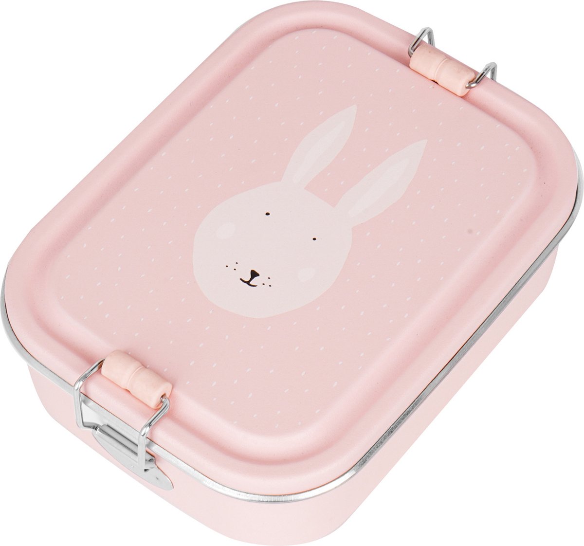 Trixie brooddoos klein - mrs. rabbit - rsv lunchbox voor kinderen - makkelijk te openen broodtrommel - roze - rvs