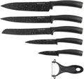 Kinghoff messen in een 6-delige set - staal met een gemarmerde coating - in geschenkdoos - zwart -