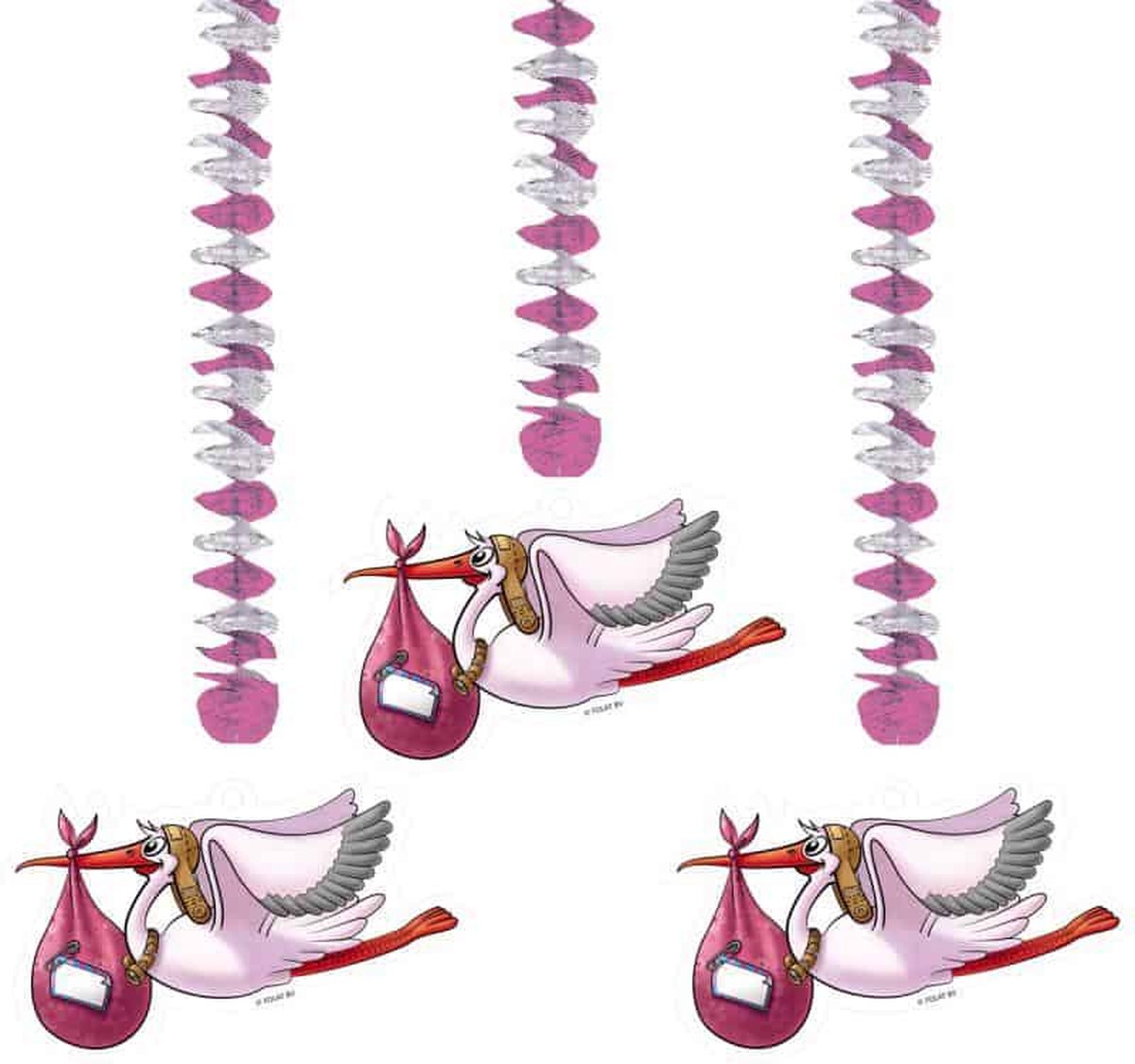 Folat BV Pinke Hängedekoration, 3 Stück.