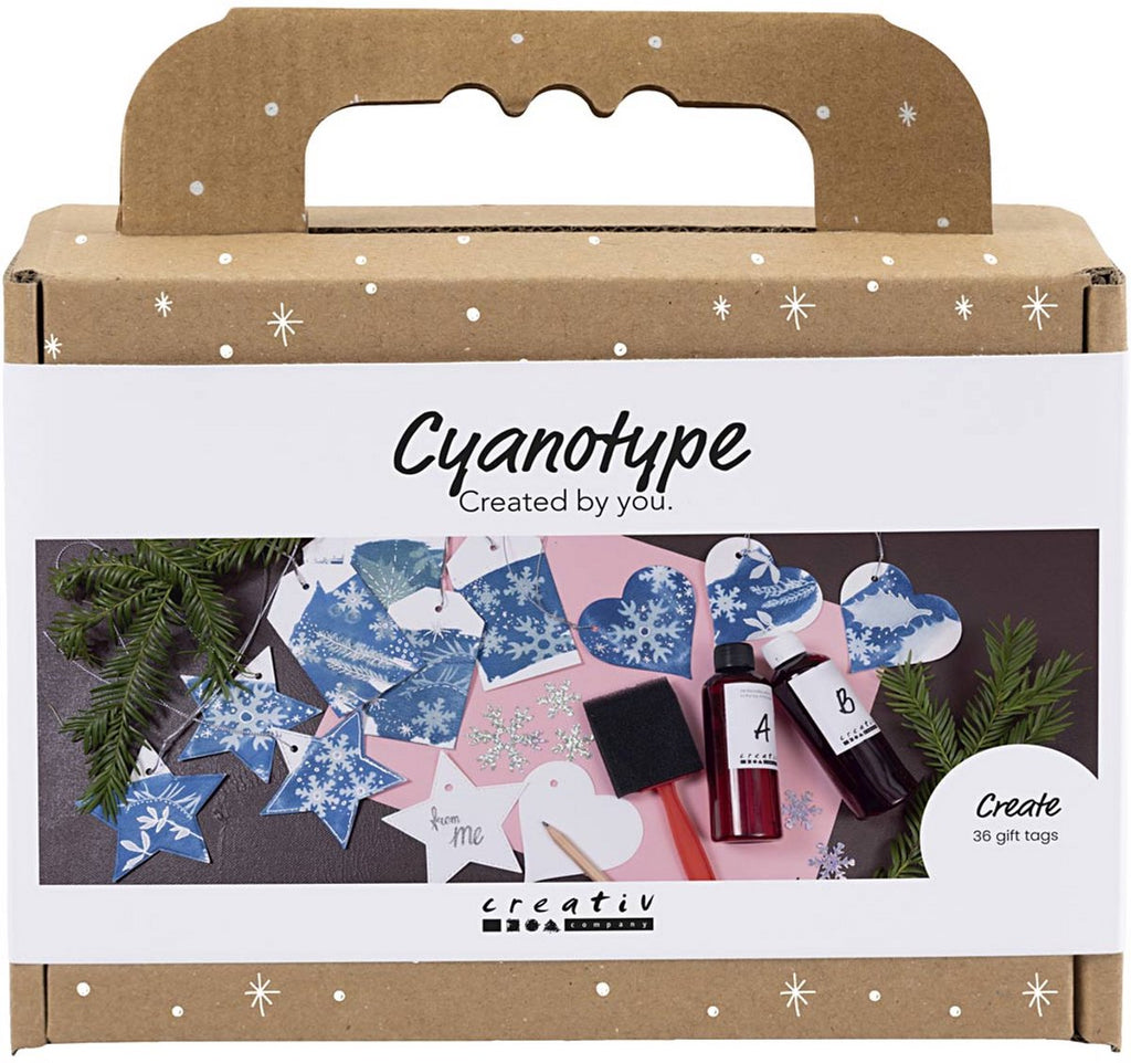 Creativ Company Mini-Hobbyset Cyanotypie-Geschenketiketten blau und silber