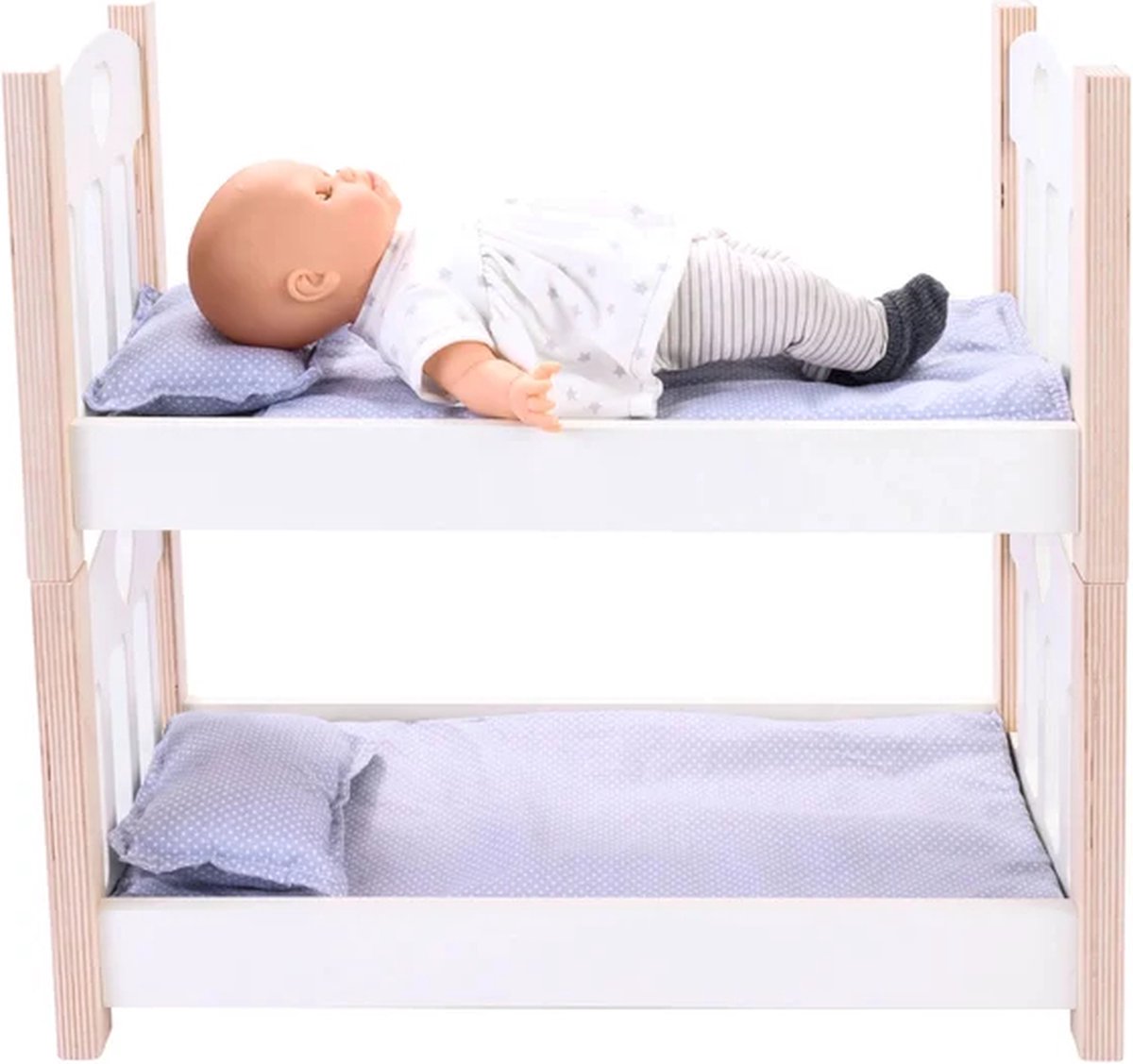 Poppen stapelbed grijs wit