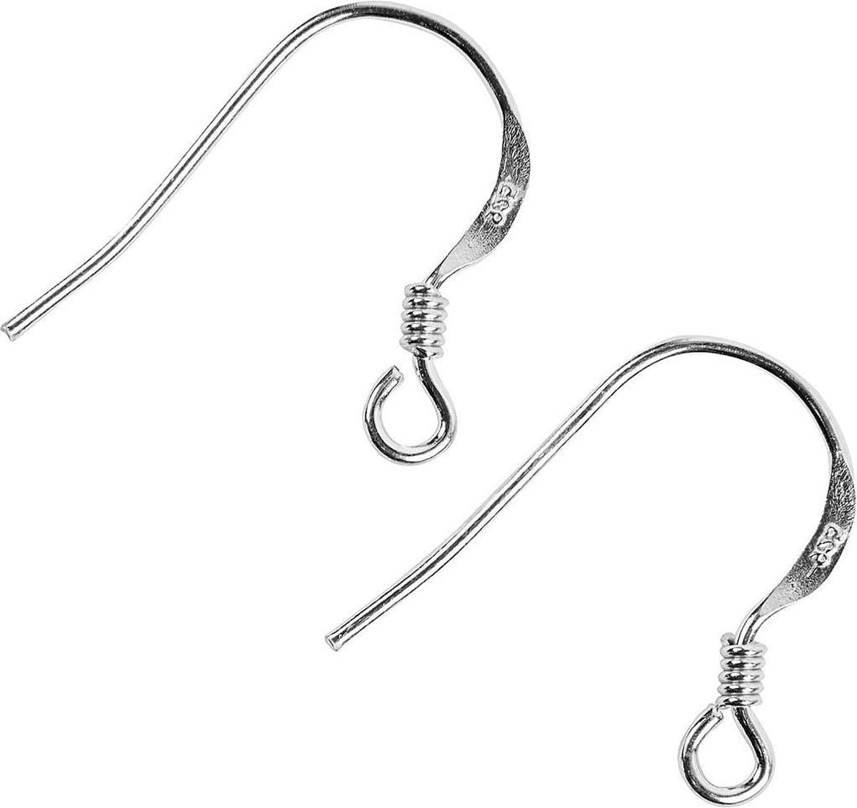 Creativ company franse oorbelhaak, l: 14 mm, 10 stuks, sterling zilver
