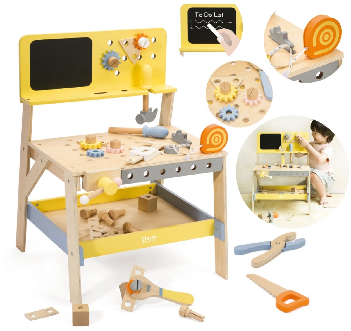 Klassische Welt -Holz -Werkbank Modern, 42-tlg.