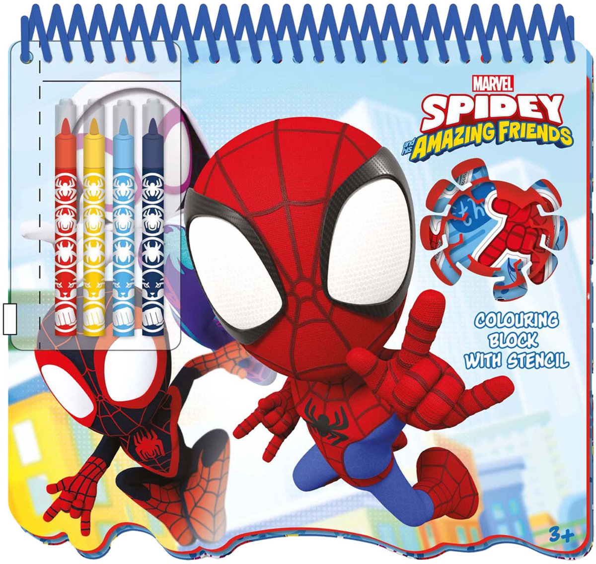 Zeichenblock mit Spidey-Schablonen aus dem Spielzeugland