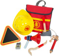 Small Foot - Feuerwehrrucksack mit hölzernen Feuerwehr-Accessoires, 8 Stück.