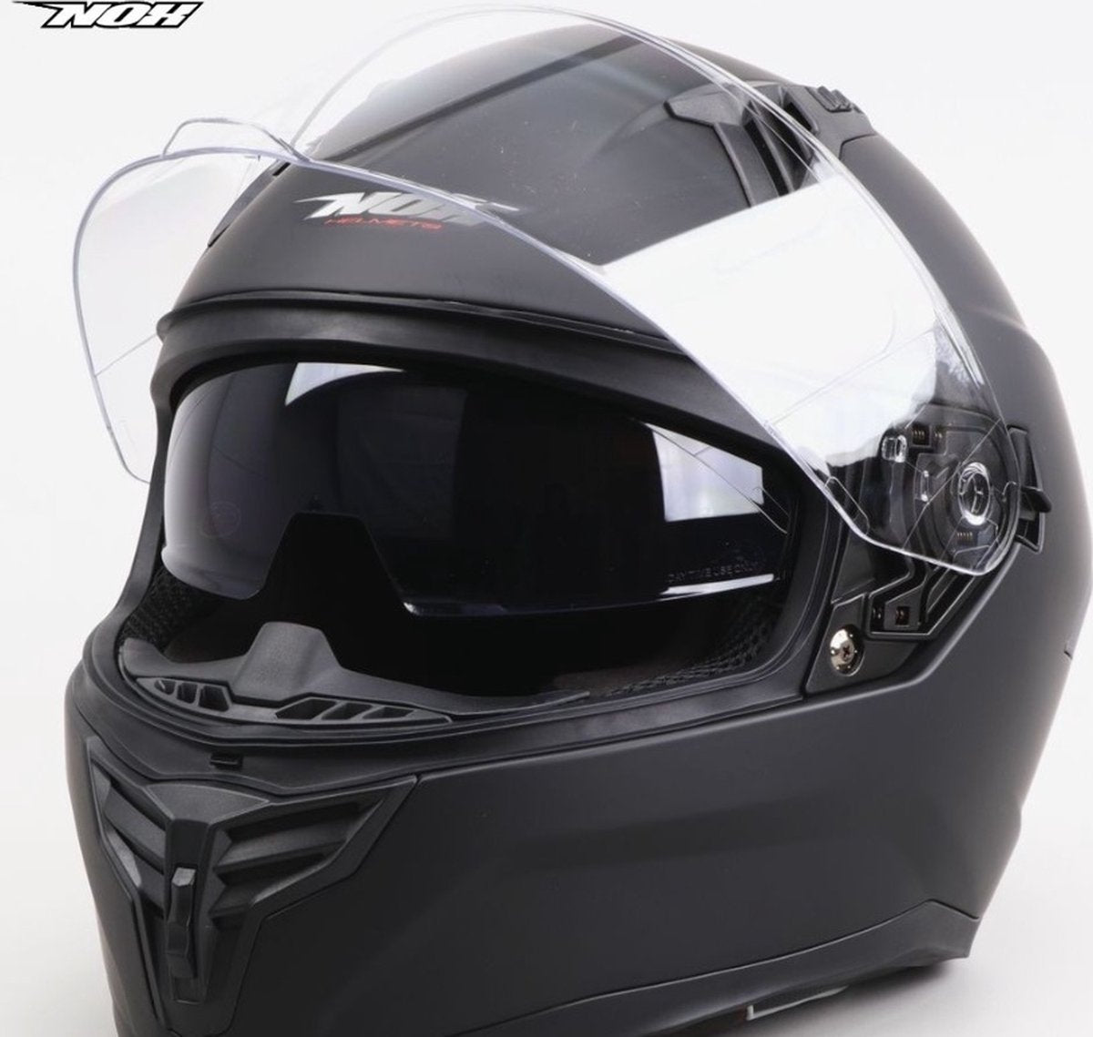 Nox integraalhelm met ingebouwd getint zonnevizier - matzwart - ece 22.06 - maat xl = 60 tot 61cm hoofdomtrek