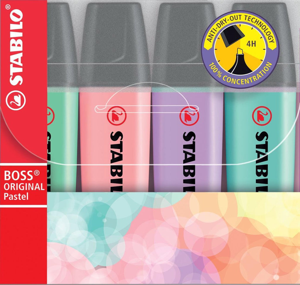 Stabilo Boss Original Pastell-Textmarker-Set mit 4 Stiften
