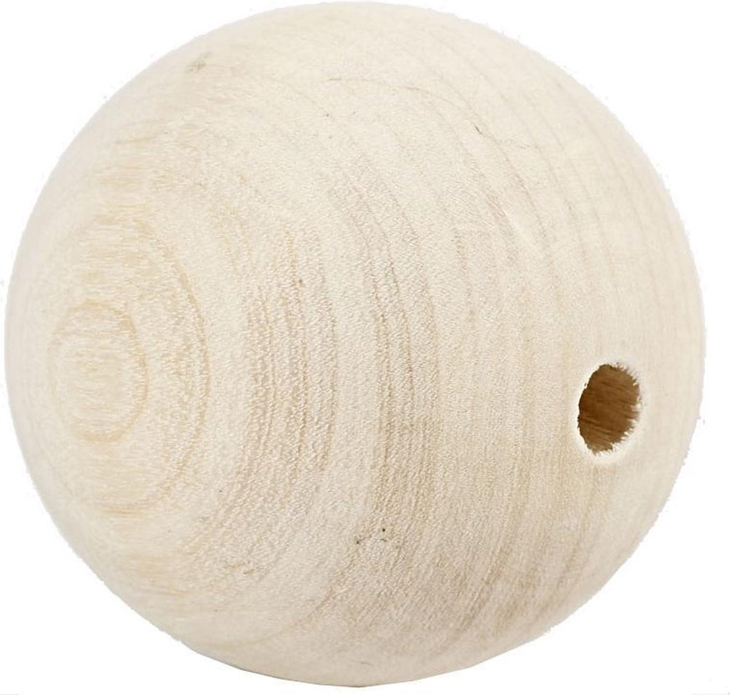 Creativ company houten kraal, d: 60 mm, gatgrootte 9 mm, 3 stuks, grasboom