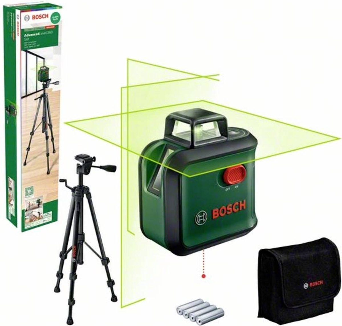 Bosch advancedlevel 360 set - 360° kruislijnlaser - inclusief statief - opbergetui - batterijen