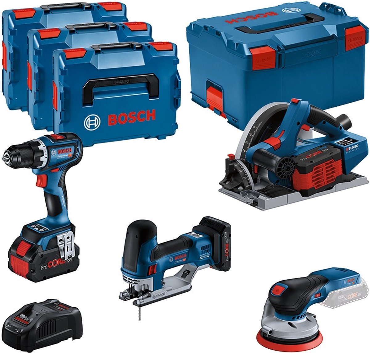 Bosch professional accu combiset 4-delig 18v procore 1x 4.0ah 2x 5.5ah in l-boxx - 0615990n36