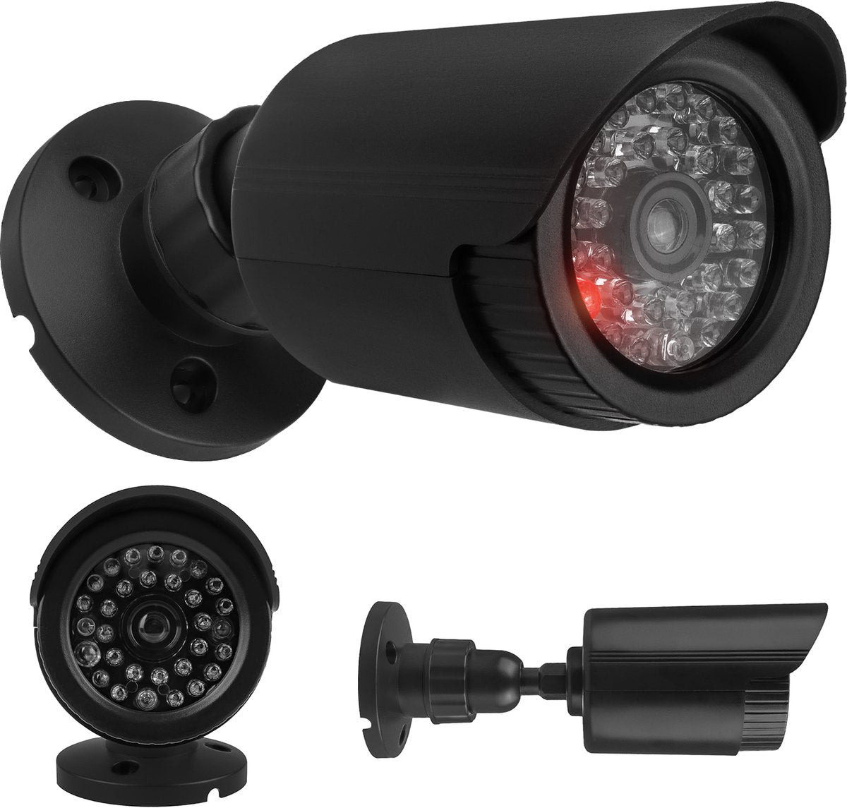 Maclean dummy camera ir-led's, zwart, voeding 2xaa (niet meegeleverd), abs, ir1800 b