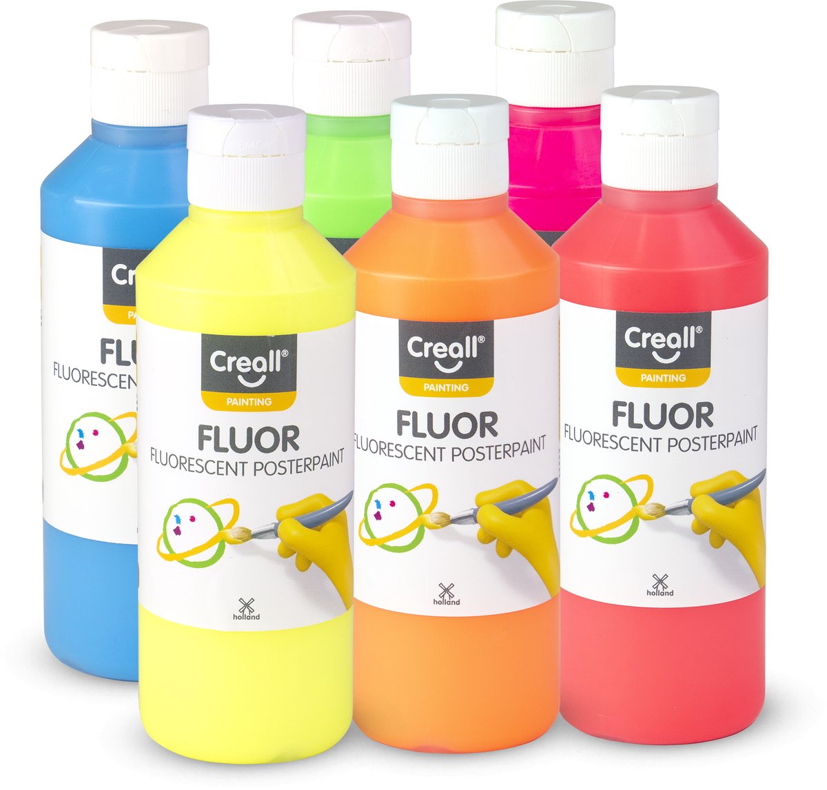 Creall Fluor-Gouachefarbe, 6 x 250 ml