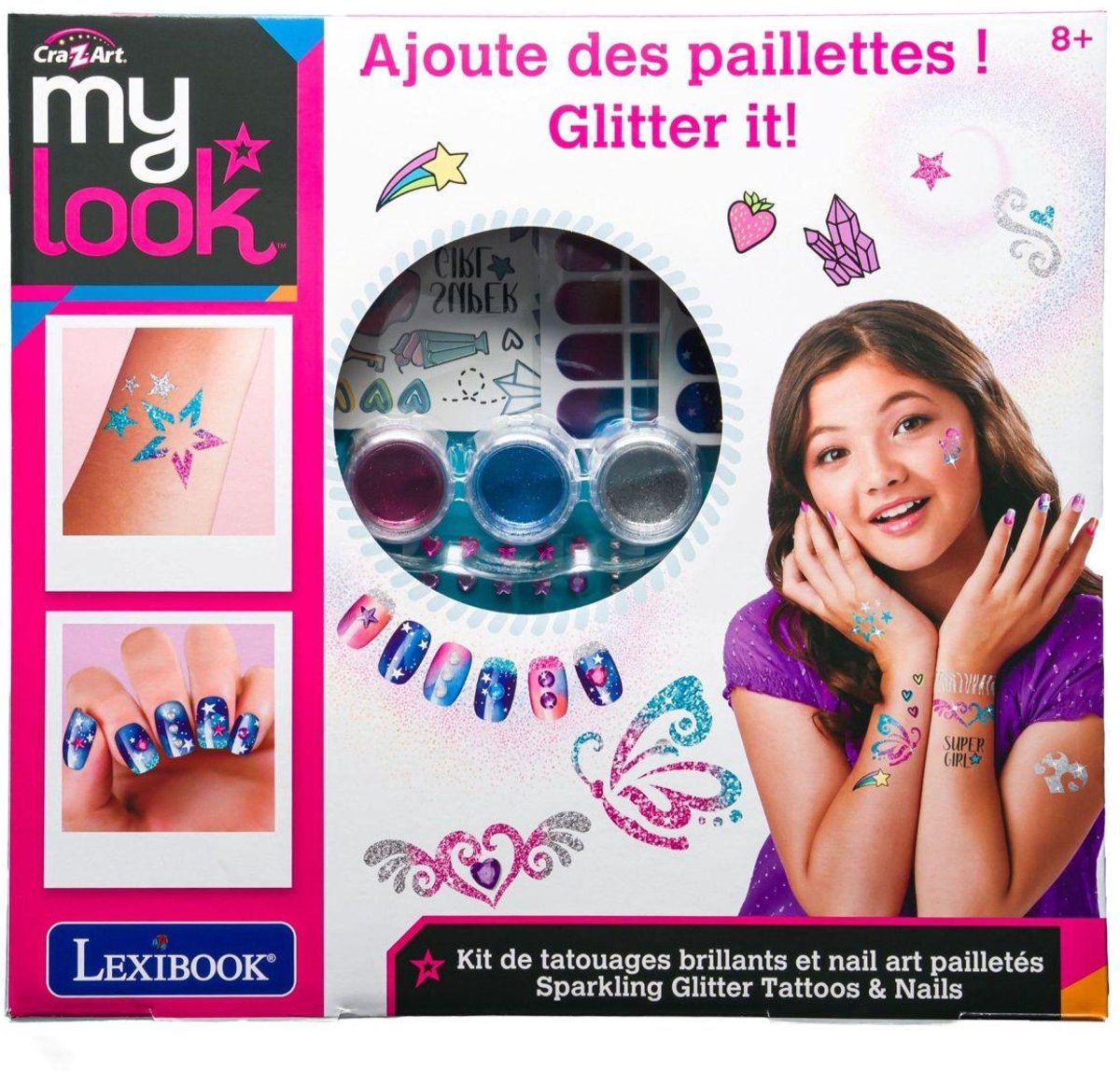 Lexibook glinsterende glitter tatoeages nagels