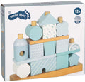 Small Foot - Holzstapelhaus blau - 18 Stück.