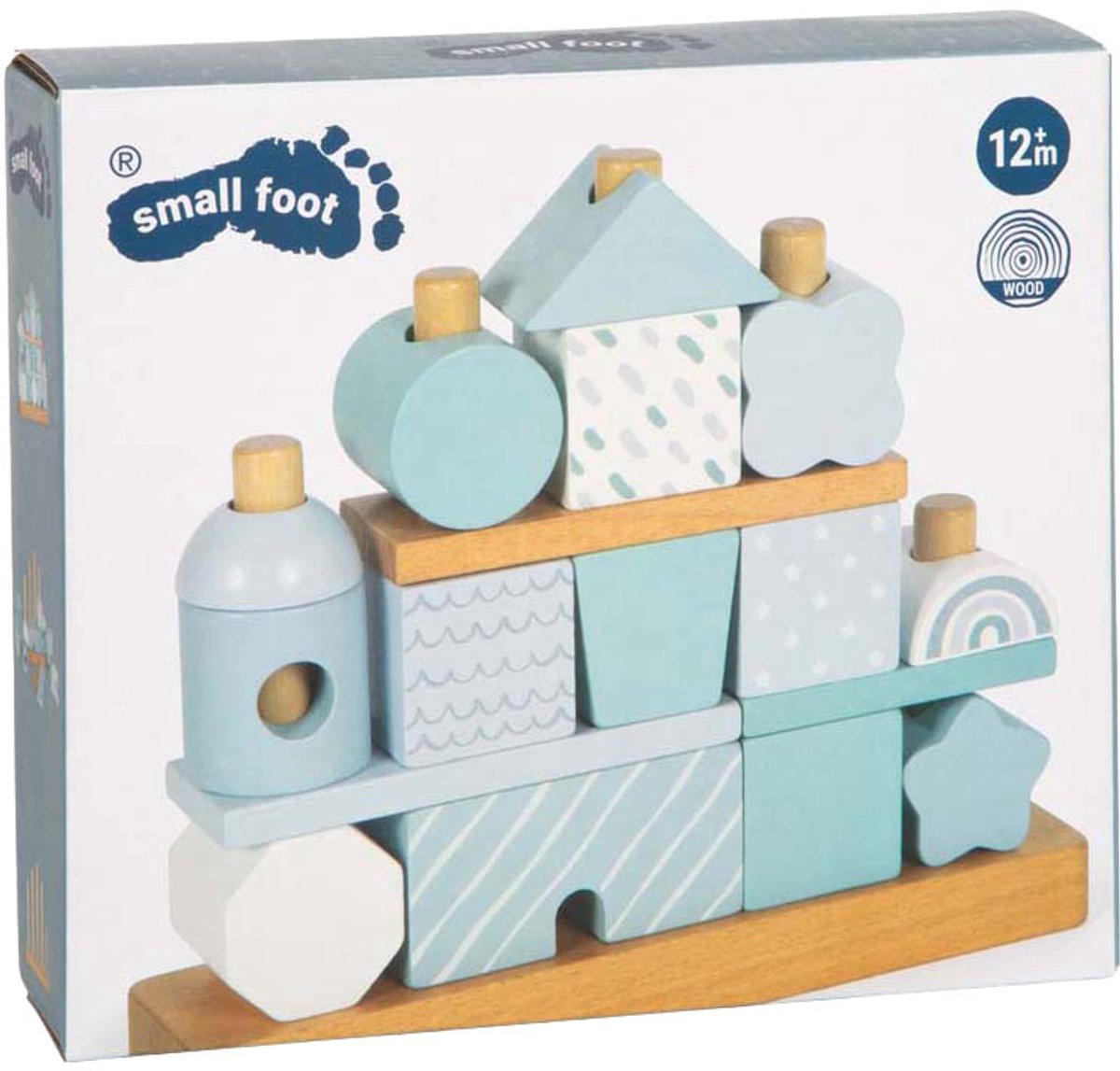 Small Foot - Holzstapelhaus blau - 18 Stück.