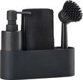 Zone denmark singles afwasset 22 x 6,7 x 19 cm 4 stuks black - vaatwasserbestendig- met afwasborstel en zeepdispenser - afwas set