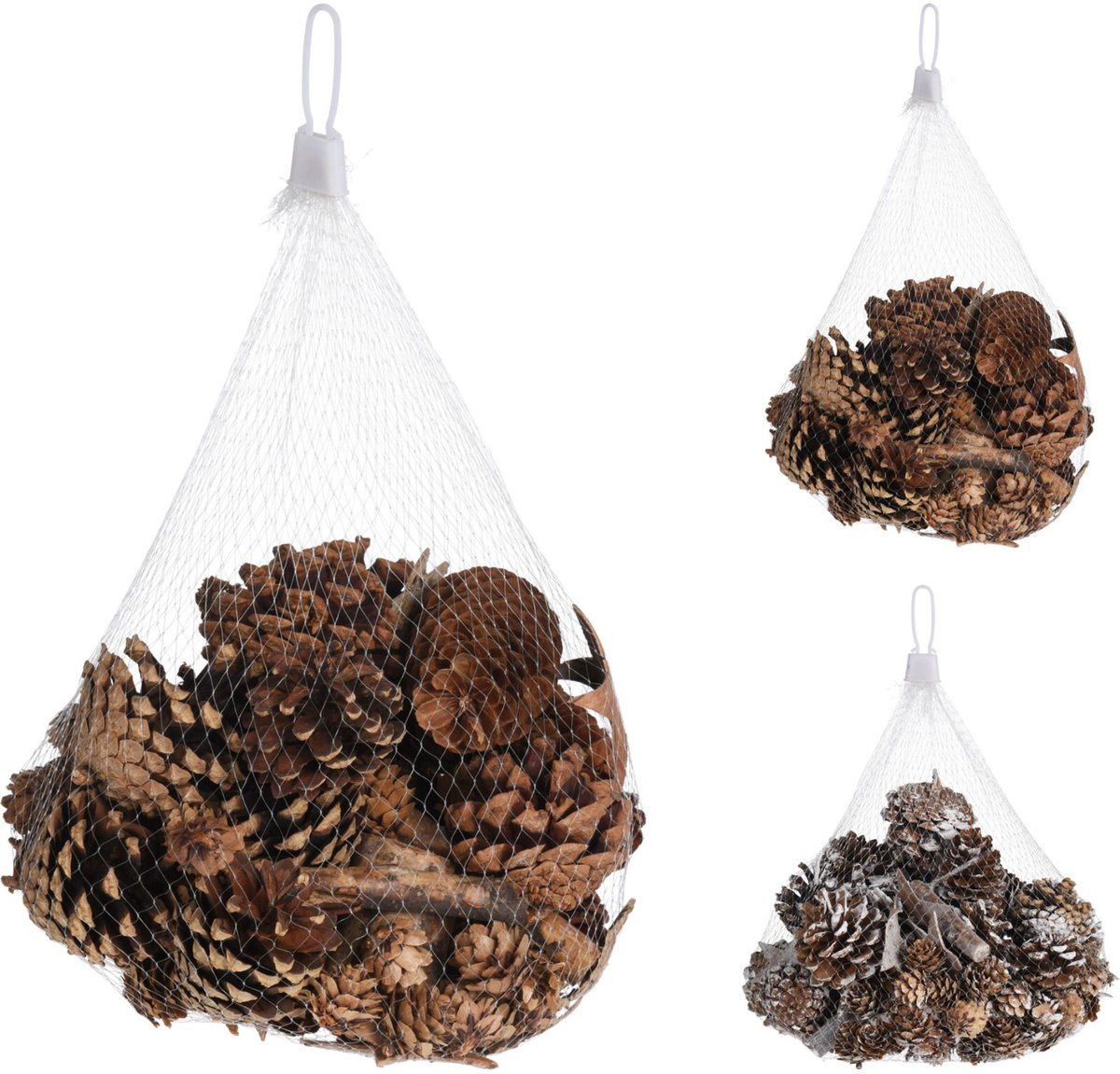 Koopman dennenappels decoratie knutselmateriaal met boomschors sterren.
