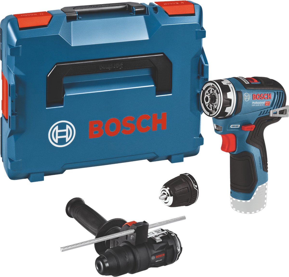 Bosch professional gsr 12v-35 fc accu schroefboormachine flexiclick 12v basic body + 2x hulpstukken in l-boxx - 06019h300b