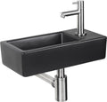 Differnz hator fonteinset - 9x37.5x18.5cm - rechthoek - 1 kraangat - zwart