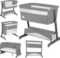 Lionelo thomi plus 5in1 - meegroeibed: co sleeper + babybed + baby box + peuterbed + bank - met 7 hoogtes - 2x matrassen t25 - verstelbare poten - ademend afritsbare zijkant - opbergmand - wielen - wasbare bekleding - tot 100 kg - peuter kinder bed