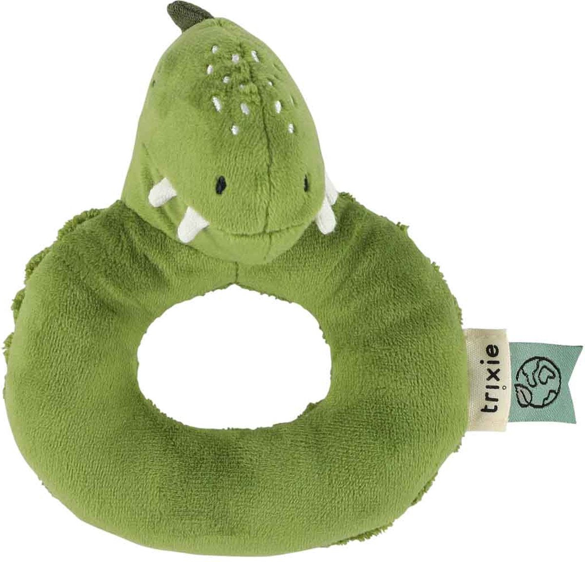 Trixie rammelaar – mr. dino – zacht baby speelgoed met knispergeluid – sensorisch speelgoed – vanaf 3 maanden