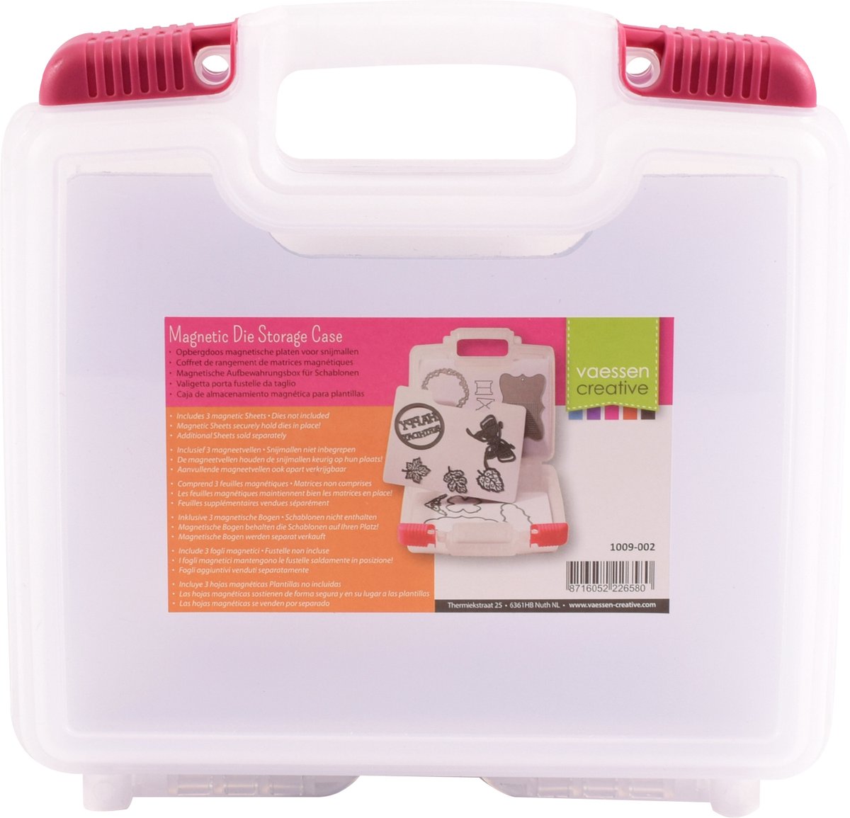 Vaessen creative opbergbox van 27 x 25 x 7 cm - snijmallen – met 3 magneetvellen