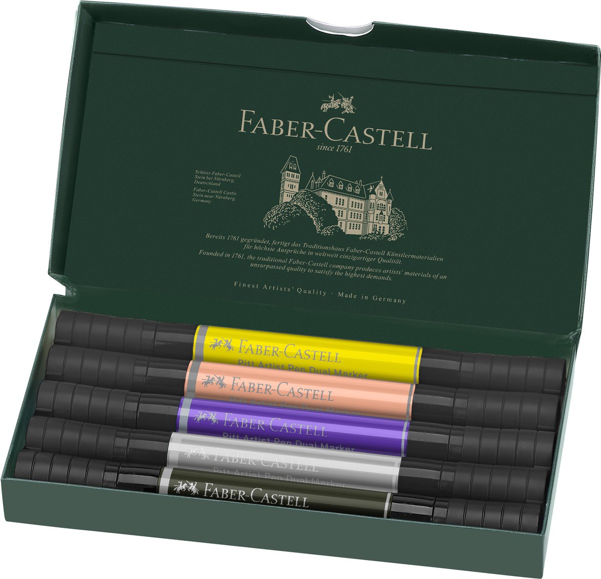 Faber-castell tekenstift - pitt artist pen - dualmarker - etui 5 stuks fashion - fc-162006
