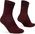 Gripgrab - original stripes crew zomer fietssokken gestreepte retro wielersport sokken coolmax - unisex - donker rood - maat m (41-44)