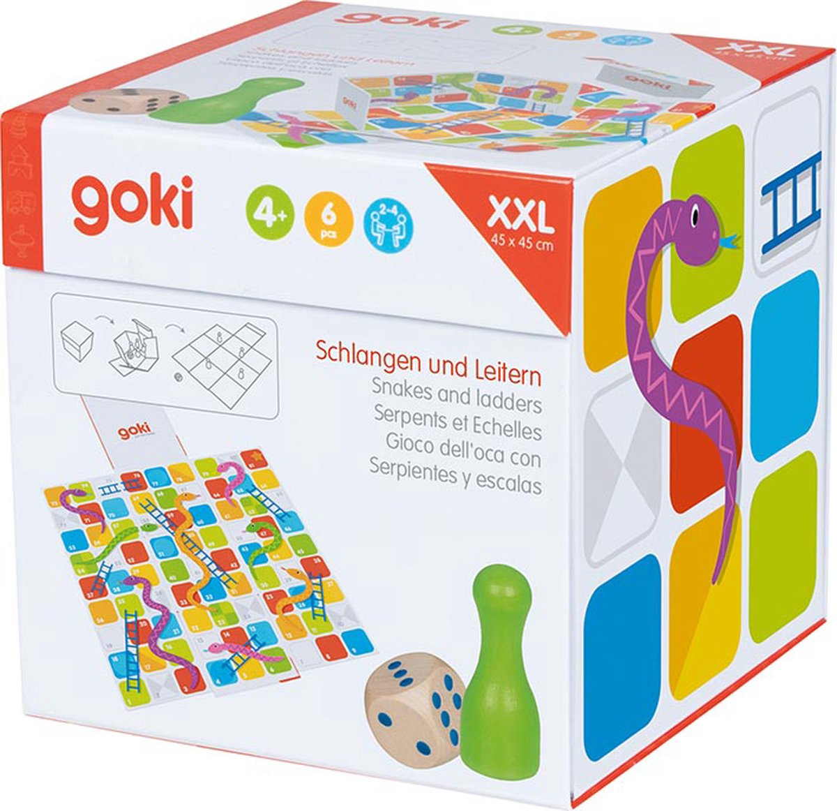 Goki XXL Schlangen und Leitern im Würfel-Brettspiel