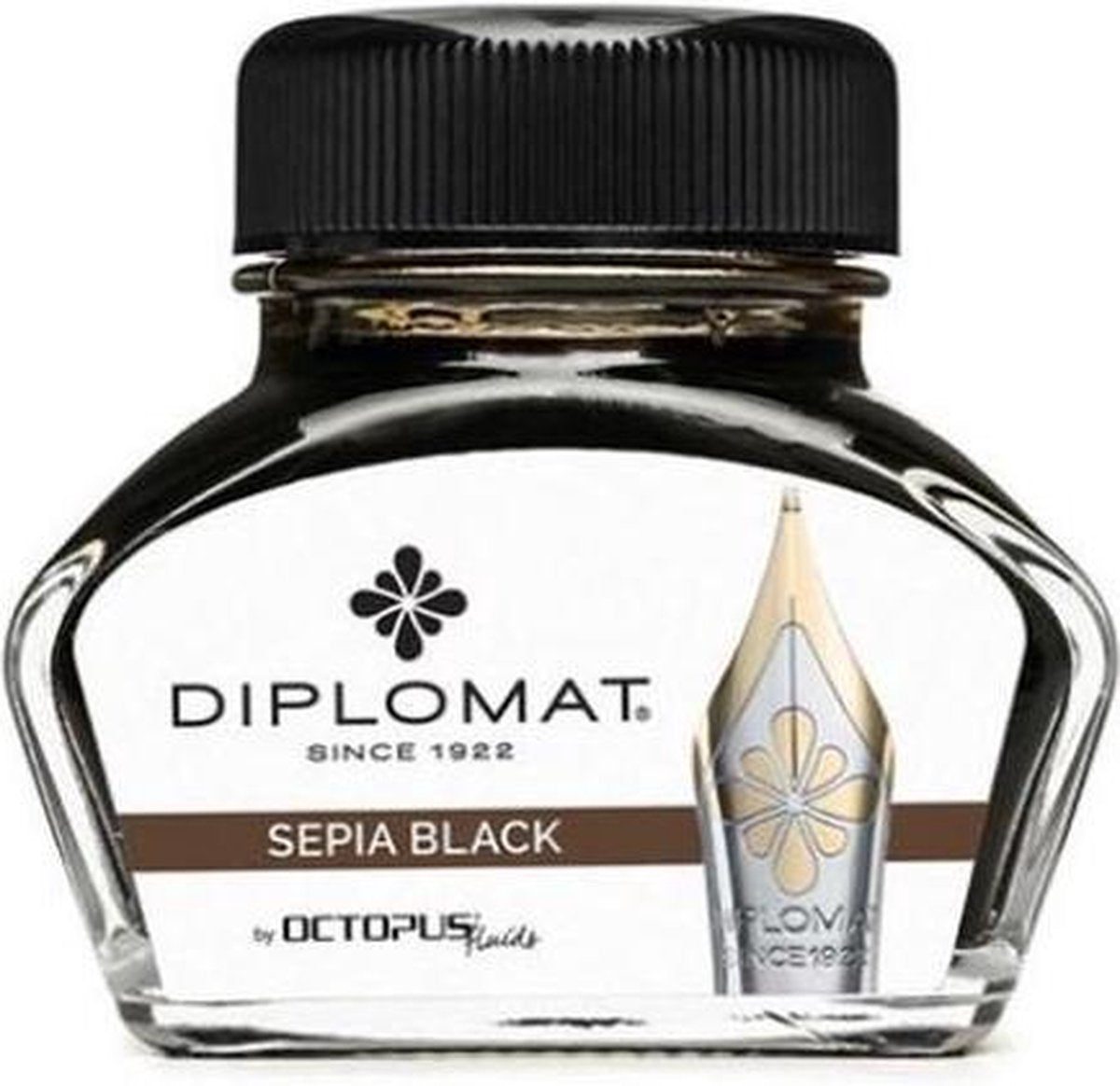 Diplomat inkt diplo octopus 30 ml glas sepia zwart