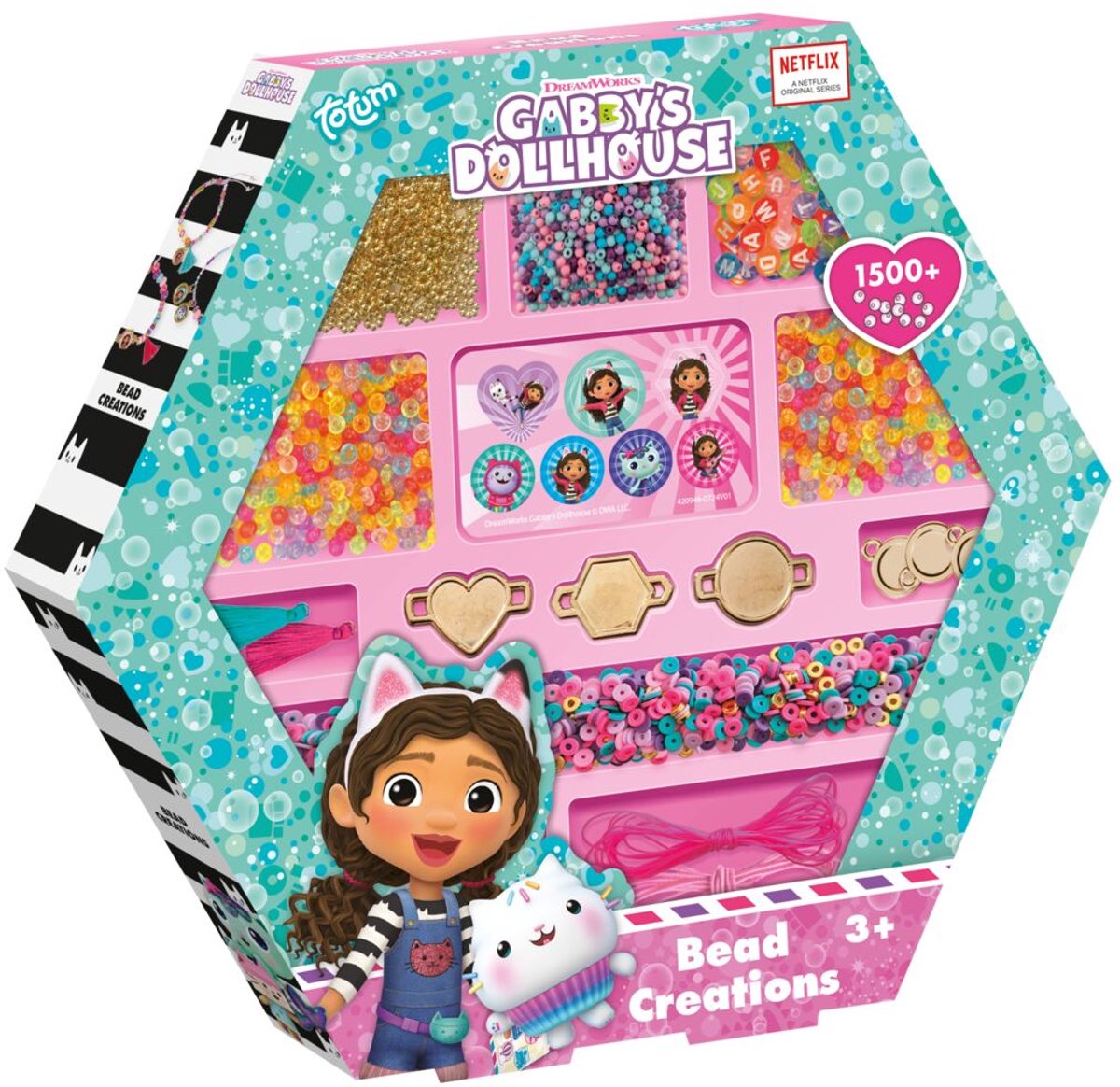Totum gabby's poppenhuis kralen set 1500 delig | armbandjes maken speelgoed meisjes vanaf 3 jaar | knutselset sieraden maken creatief speelgoed gabby's dollhouse cadeau tip
