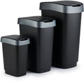 Rotho twist prullenbakken - swingdeksel - set van 3 stuks - 10, 25 en 50 liter - zwart