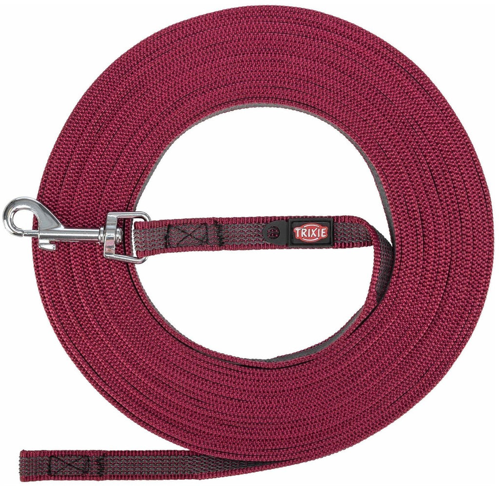 Trixie hondenriem sleeplijn met rubber anti slip sangria rood