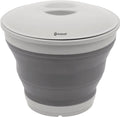 Outwell collaps bucket round w lid emmer met deksel opvouwbaar siliconen grijs