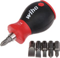 Wiha schroevendraaier met bitmagazijn magnetisch phillips, sleufkop met 6 bits, stubby, 1 4 in blister - 33738