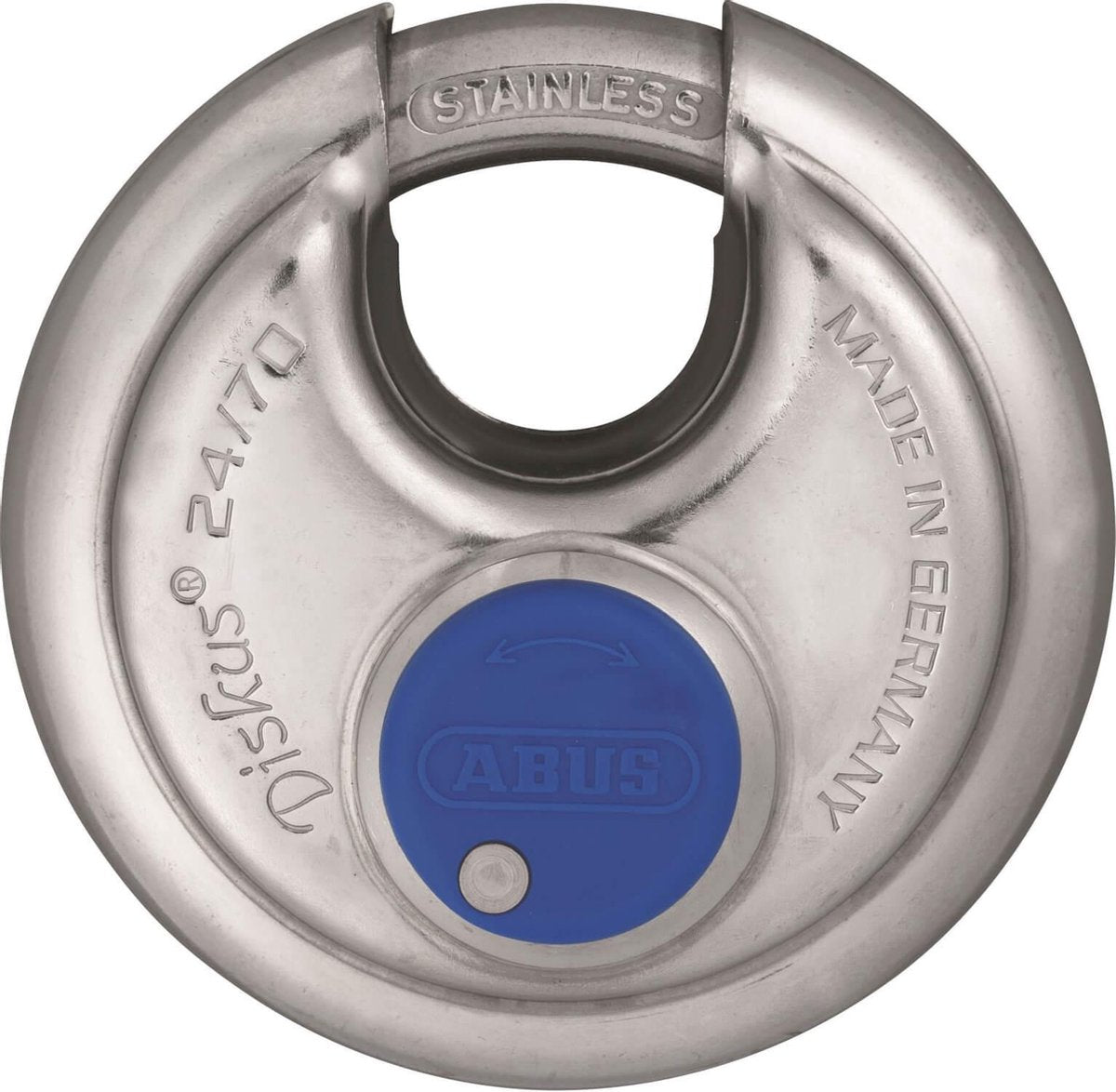 Abus discushangslot - 70mm - rvs - met blauwe beschermkap (verpakt in blister)