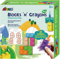 Avenir blocks ' n crayons - gebouwen - 12 kleuren en 3 blokvormen - 3 kleurplaten - 3+