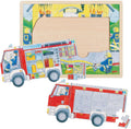 Goki puzzel: brandweer aan het werk 40x30x1cm, 59-delig, met 2 lagen, hout, 3+