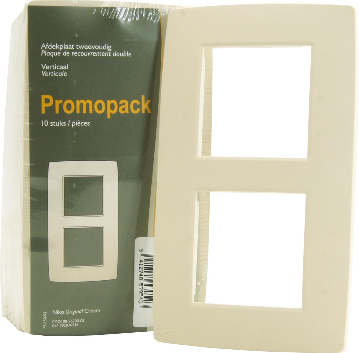 Niko original cream afdekplaat - tweevoudig vertikaal - 10 stuks