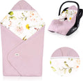 Lionelo travel swaddle blanket - omslagdoek voor autostoel kinderwagen - 100% katoen bamboe - tog 2.5 - hypoallergeen - voor herfst winter - verstelbaar met klittenband - 90x90 cm - ademend zacht - machinewasbaar